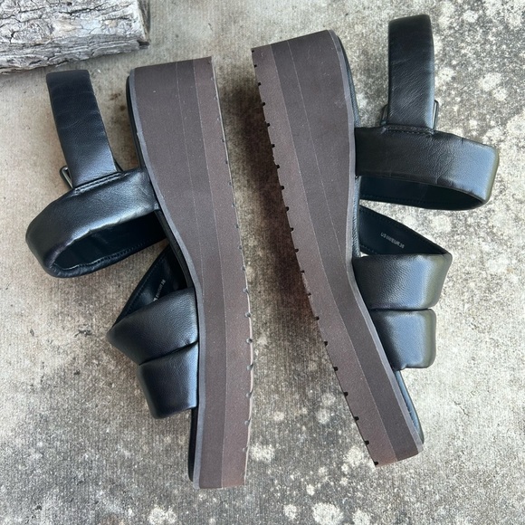 Vince Skylar leather wedge sling back elegant Black sandals Sz-36 (US 6). F - Picture 4 of 12